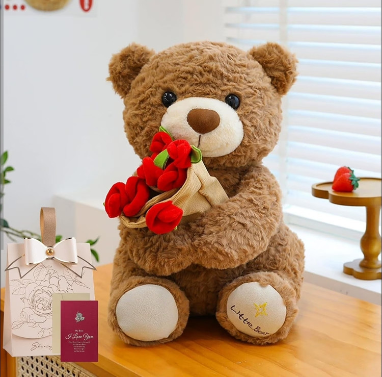 عروسک خرس گل رز